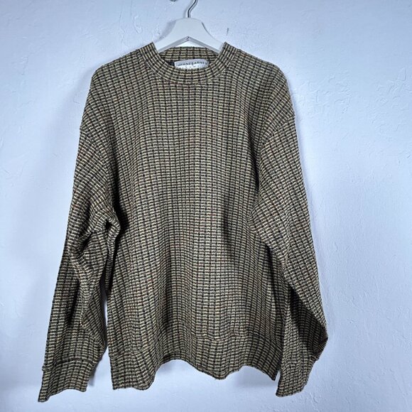 Jhane Barnes Mens XL Textured Woven Knit Crew Neck Sweater XL Brown Pullover - Picture 1 of 5